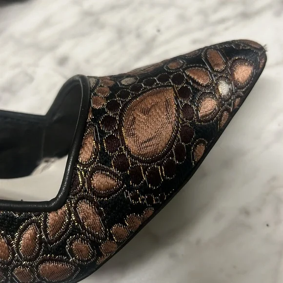 Alice + Olivia Embroidered Pumps Heels- Size 41.women black gold Boho Ball Party - Picture 5 of 10